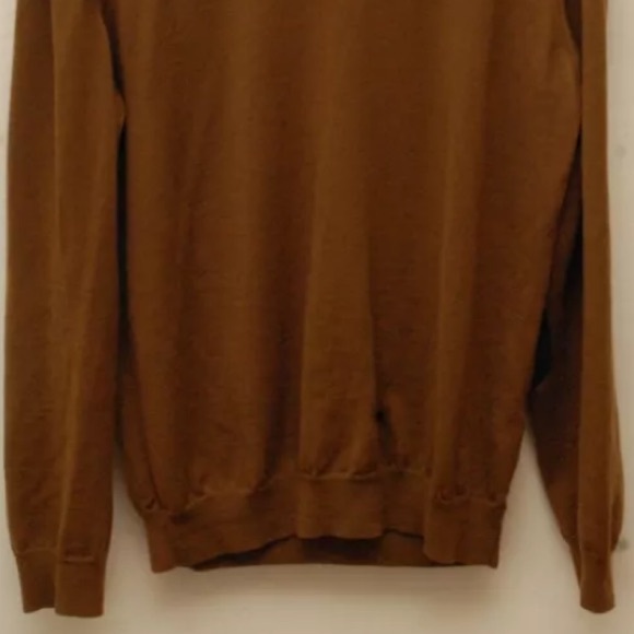 Connolly England Mustard Brown crewneck 100% Merino Wool Sweater 54 Size Large L - Picture 9 of 12